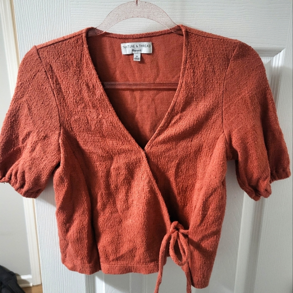 Xs madewell unique orange madewell top (texture and thread) nwot